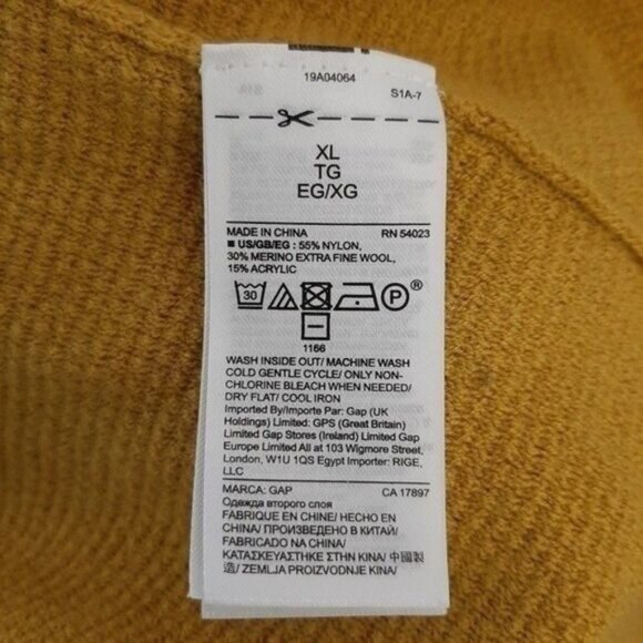 GAP Brooklyn V-neck Light Sweater Mustard Yellow Sz XL - Picture 8 of 8